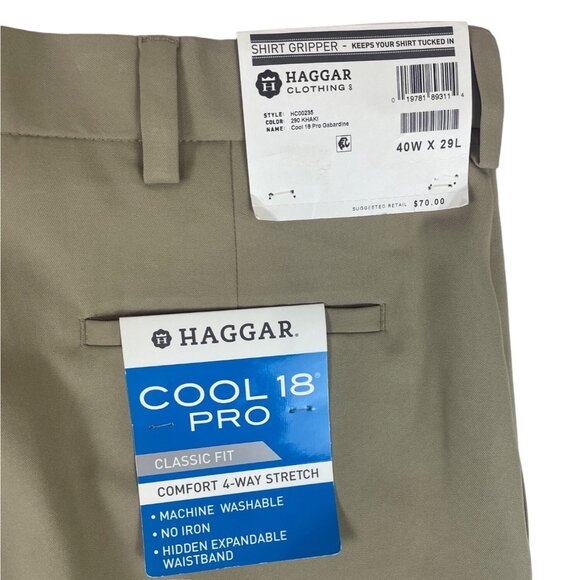 Haggar Men's Beige Khaki Pants Sz 40x29 - NWT - Picture 5 of 12